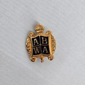 Vintage ABWA American Business Womens Association Gold Tone Enamel Shield Pin